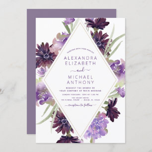 Invitation Dusty violet Mariage Floral verdure