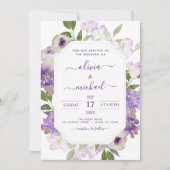 Invitation Dusty violet Mariage Floral verdure (Devant)