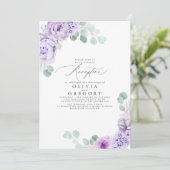 Invitation Dusty Violet Romantique Mariage réception du soir (Debout devant)
