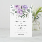 Invitation Dusty violet Rustique Mariage floral (Debout devant)