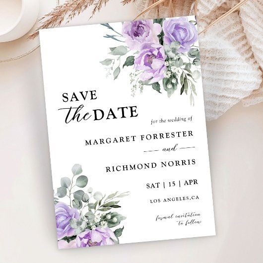 Invitation Dusty Violet Rustique Mariage Floral Enregistrer L