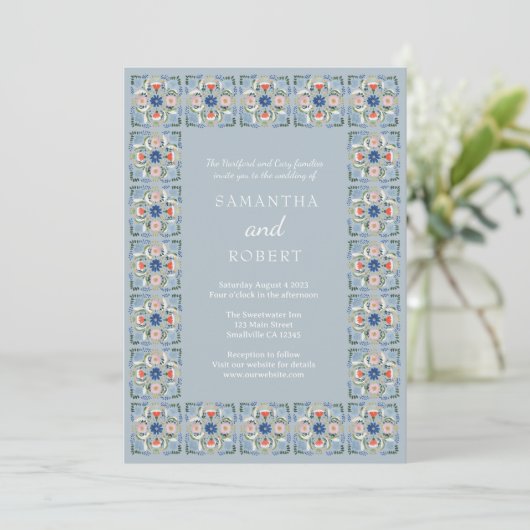 Invitation Dutch Blue Tile Wedding (Debout devant)
