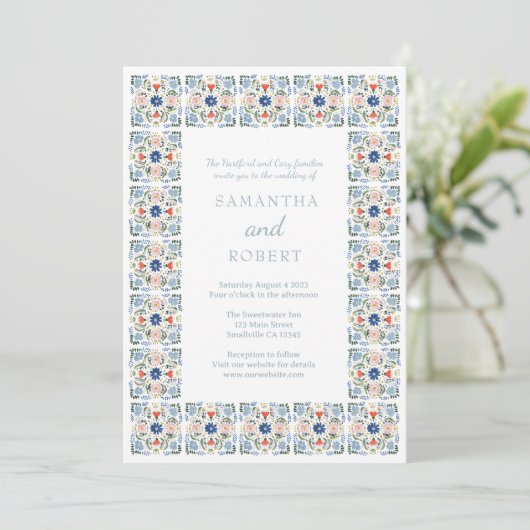 Invitation Dutch Blue Tile Wedding (Debout devant)