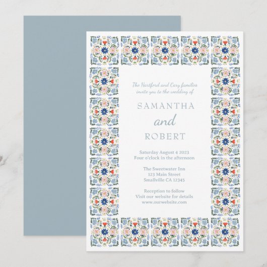 Invitation Dutch Blue Tile Wedding (Devant / Derrière)