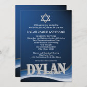 Invitation Dylan Steel Wave Name Bar Mitzvah (Devant / Derrière)