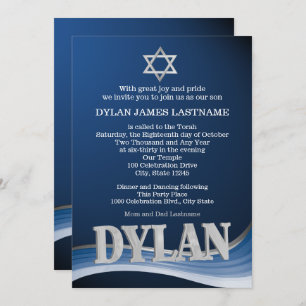 Invitation Dylan Steel Wave Name Bar Mitzvah