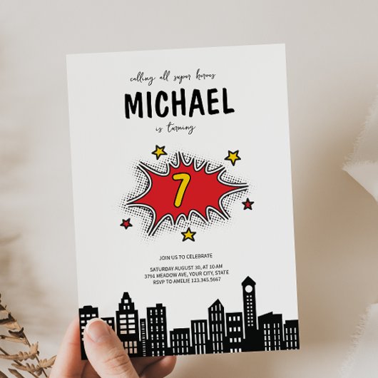 Invitation Dynamique Superhero 1er Anniversaire