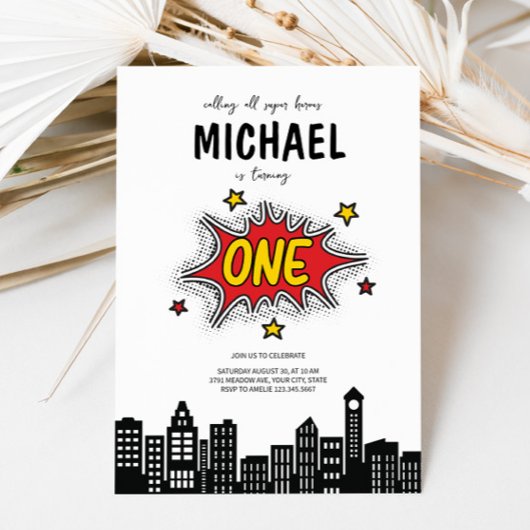 Invitation Dynamique Superhero 1er Anniversaire