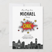 Invitation Dynamique Superhero 1er Anniversaire (Devant)