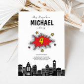 Invitation dynamique Superhero 4e anniversaire