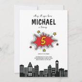 Invitation dynamique Superhero 5e anniversaire (Devant)