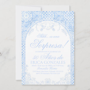 Invitation Dysty Blue Papel Picado Surprise 50e Anniversaire