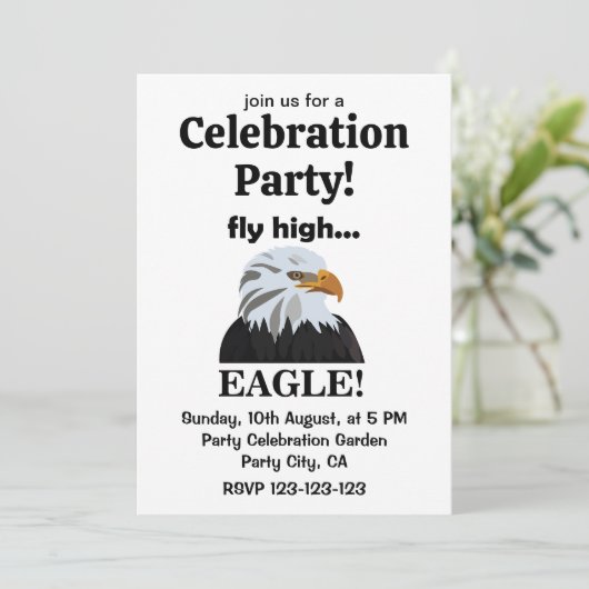 Invitation Eagle Bald Eagle Fly High Eagle Celebration Party (Debout devant)