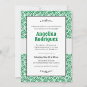 Invitation Eagle Green Floral Damask Photo Graduation (Devant)