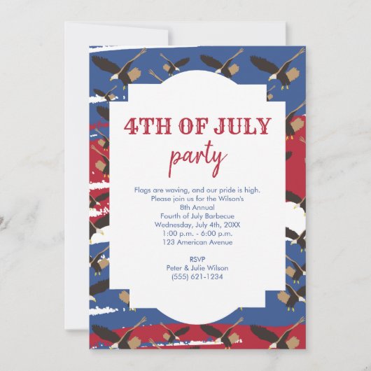 Invitation Eagle USA Patriotique American Flag 4 juillet (Devant)