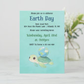 Invitation Earth Day Turtle with Globe (Debout devant)