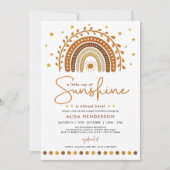 Invitation Earth Tone Boho Rainbow Stars Sunshine Baby shower (Devant)