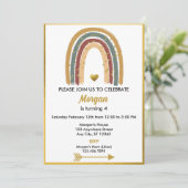 Invitation Earth Tone Golden Parties scintillant Boho Rainbow (Debout devant)