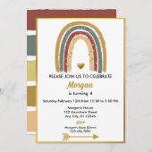 Invitation Earth Tone Golden Parties scintillant Boho Rainbow (Devant / Derrière)