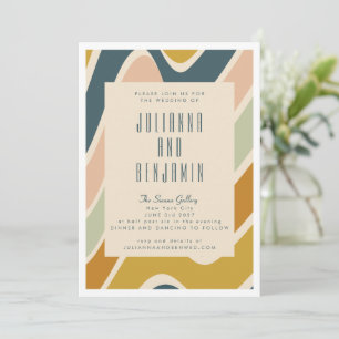 Invitation Earthy Boho Abstrait Wavy Swirl Pastel Mariage