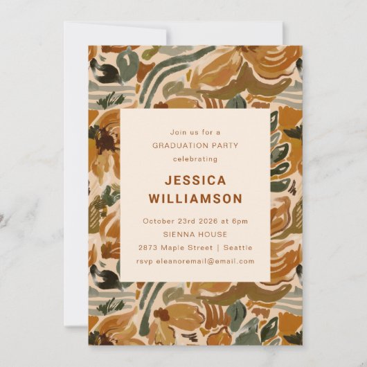 Invitation Earthy Boho Botanical Elegant Graduation Party (Devant)
