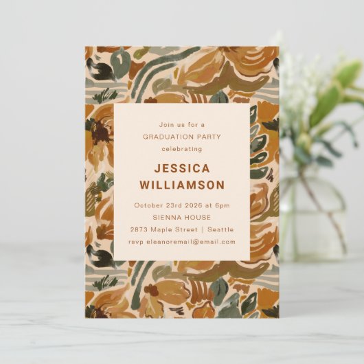 Invitation Earthy Boho Botanical Elegant Graduation Party (Debout devant)