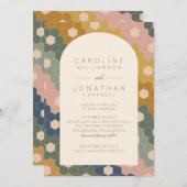 Invitation Earthy Boho Géométrique Chic Mariage moderne (Devant / Derrière)