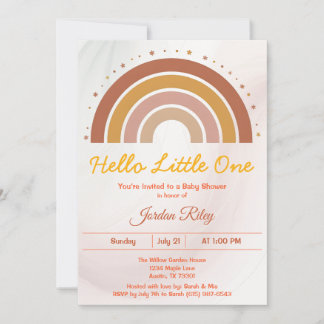 Invitation Earthy Boho Rainbow Baby shower genre neutre