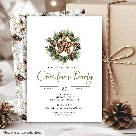 Invitation Earthy Boho Watercolor Botanical Christmas Invite