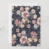 Invitation Earthy Dusty Rose et Navy Blue Floral Mariage (Dos)