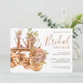 Invitation Earthy Floral Garden Boho Citrouille Fête des mari (Debout devant)