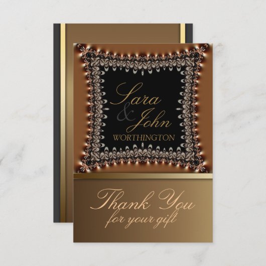 Invitation Earthy Gold Merci note (Devant / Derrière)