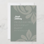 Invitation Earthy Olive savoureux Elegant Mariage damassé (Devant)