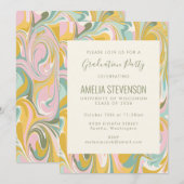 Invitation Earthy Pastel Abstrait Marble Graduation Party (Devant / Derrière)