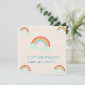 Invitation Earthy Pastel Rainbow 1er Anniversaire (Debout devant)