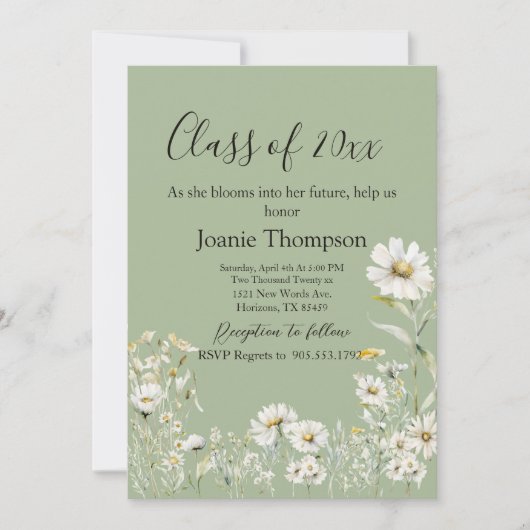 Invitation Earthy Sage & Botanical Greenery Graduation (Devant)
