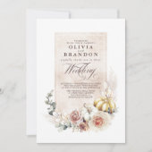 Invitation Earthy Shades Floral Citrouilles Boho Mariage de a (Devant)