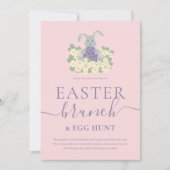 Invitation Easter Brunch and Egg Hunt Cute Bunny Pink (Devant)