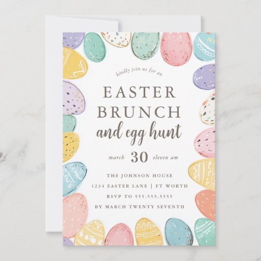 Invitation Easter Brunch and Egg Hunt Easter Holiday Invitati (Devant)