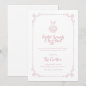 Invitation Easter Brunch and Egg Hunt Soft Pink Bunny (Devant / Derrière)