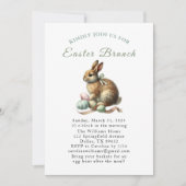 Invitation Easter Brunch Watercolor Bunny Rabbit Eggs Floral (Devant)