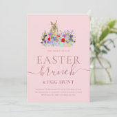 Invitation Easter Bunny and Wildflowers Egg Hunt and Brunch (Debout devant)