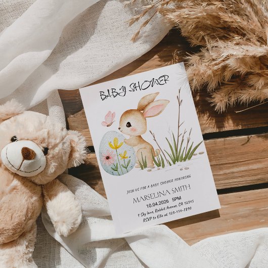 Invitation Easter Bunny Baby Shower - Cute Pastel Bunny