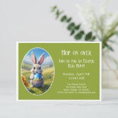 Invitation Easter bunny | Egg Hunt | Hop on over | green - (Debout devant)
