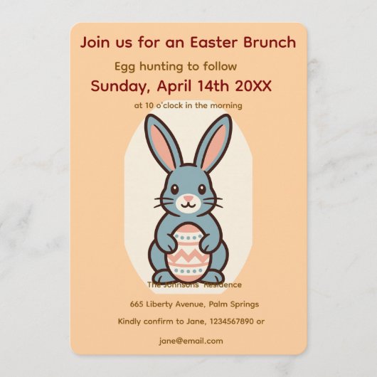 Invitation Easter Bunny Image Frame  (Devant)