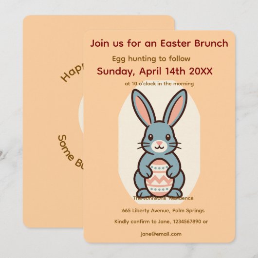 Invitation Easter Bunny Image Frame  (Devant / Derrière)
