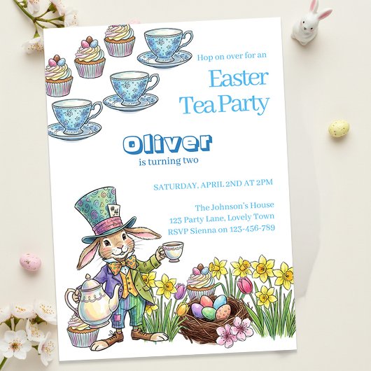 Invitation Easter Bunny Tea Party Any Age Childrens Birthday 