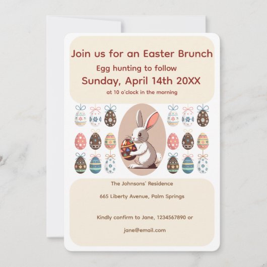 Invitation Easter Bunny with Eggs (Devant)
