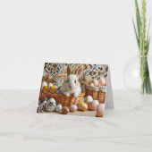 Invitation Easter bunny with his eggs. (Devant)