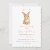 Invitation Easter Cute Bunny Rabbit Watercolor Baby Shower (Devant)